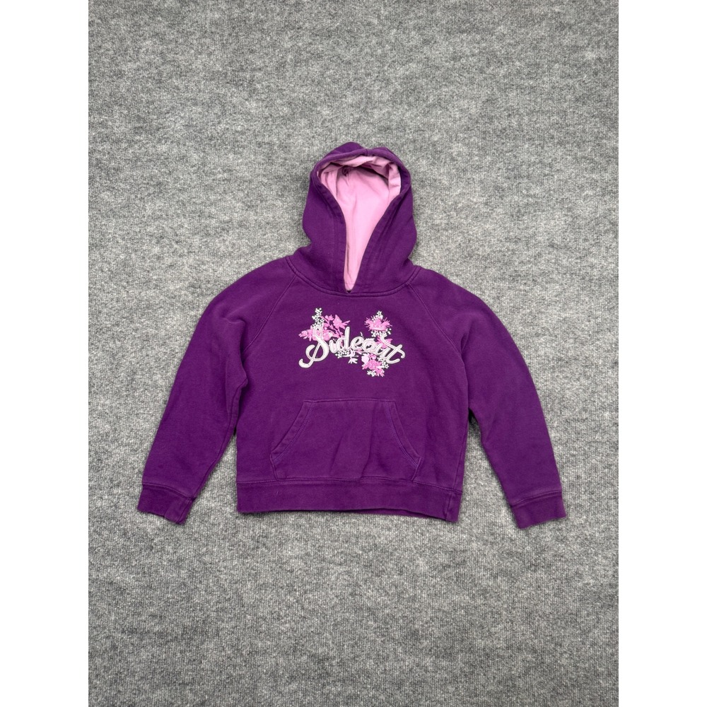 Sideout Girls Purple‎ Floral Graphic Pullover Hoodie Sweatshirt Kids Large 12/14